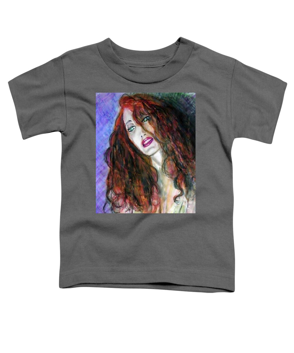 Portrait Toddler T-Shirt featuring the painting Bright Eyes by Jarmo Korhonen aka Jarko