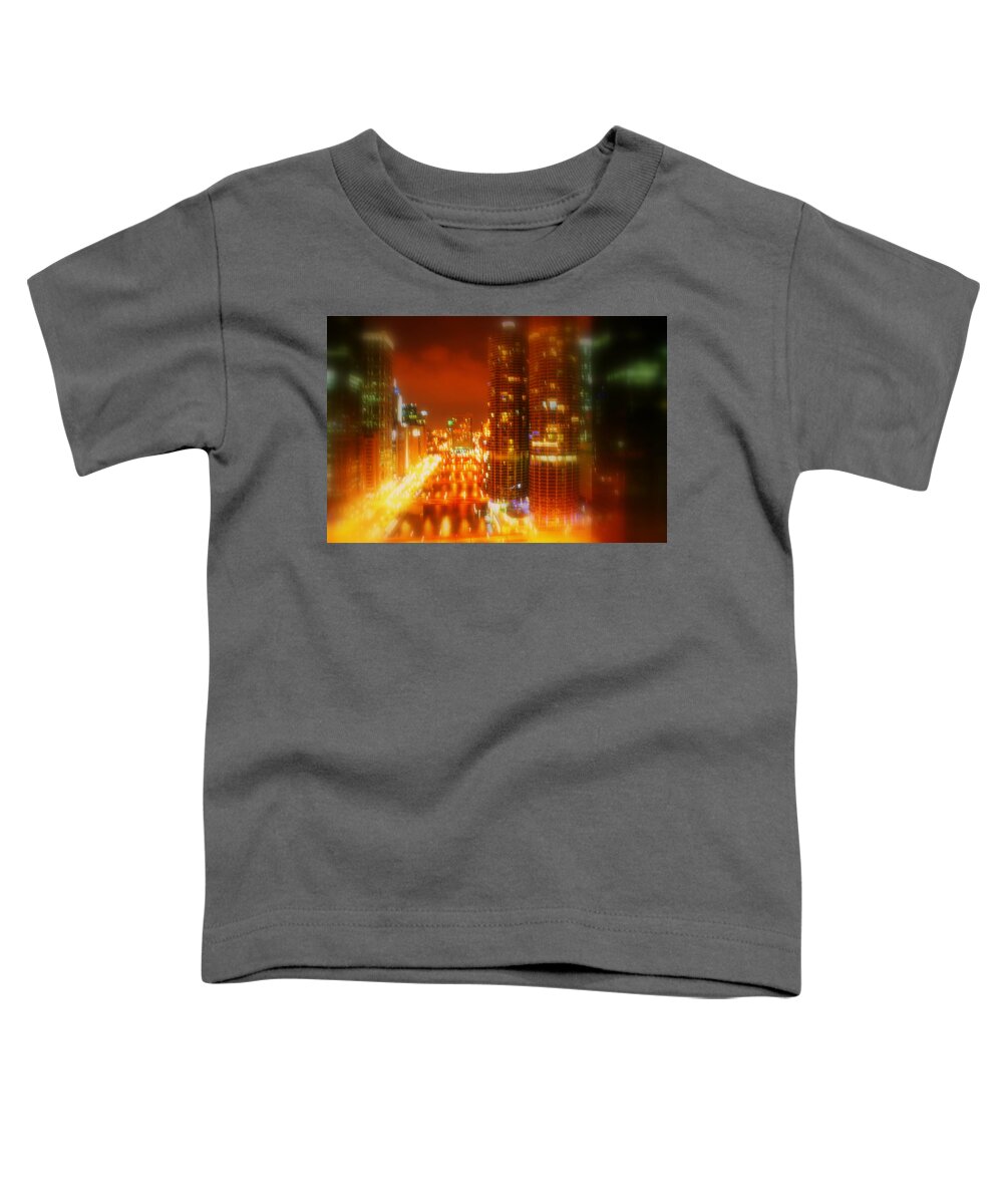 Cityscape Toddler T-Shirt featuring the photograph Bright Lights of Uptown by Julie Lueders 
