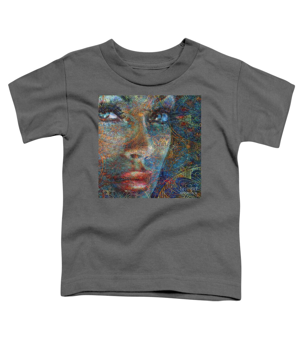 Woman Toddler T-Shirt featuring the painting Brilliant Eyes Oriental by Angie Braun