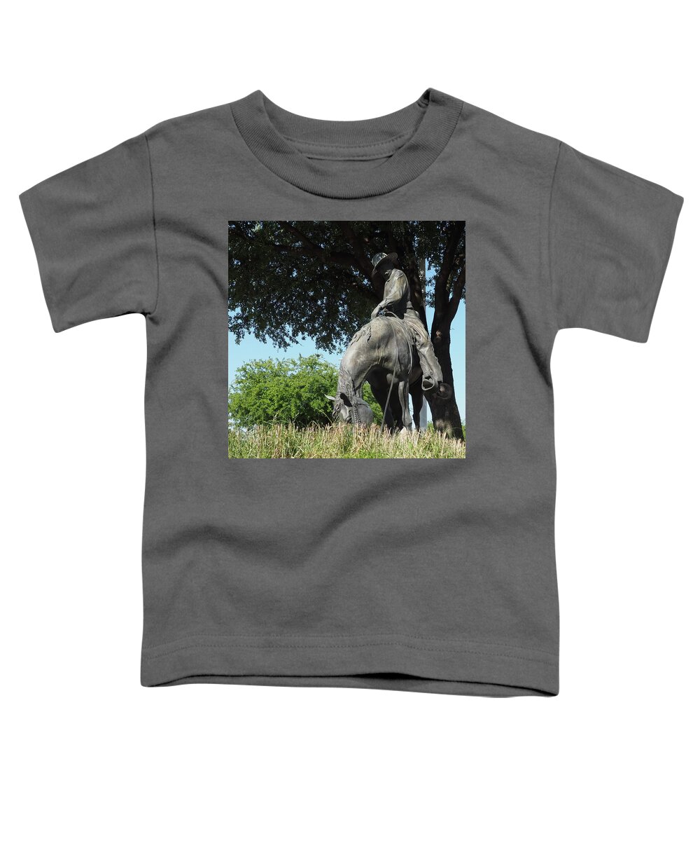 Horse Toddler T-Shirt featuring the photograph Bronz Cowboy by C Winslow Shafer