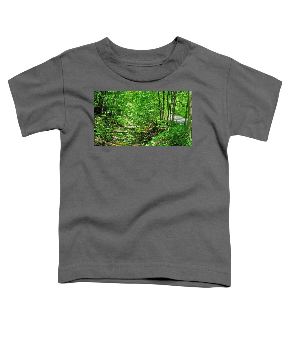 Brook Toddler T-Shirt featuring the pyrography Brook in the Trees by Joe Roache