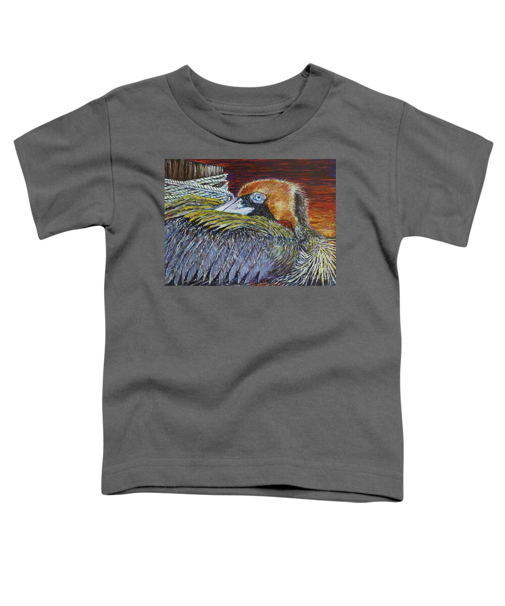 Bird Toddler T-Shirt featuring the painting Brown Pelican by David Joyner