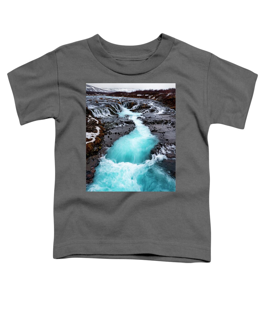 Bruarfoss. Waterfall Toddler T-Shirt featuring the photograph Bruarfoss Waterfall by David Soldano