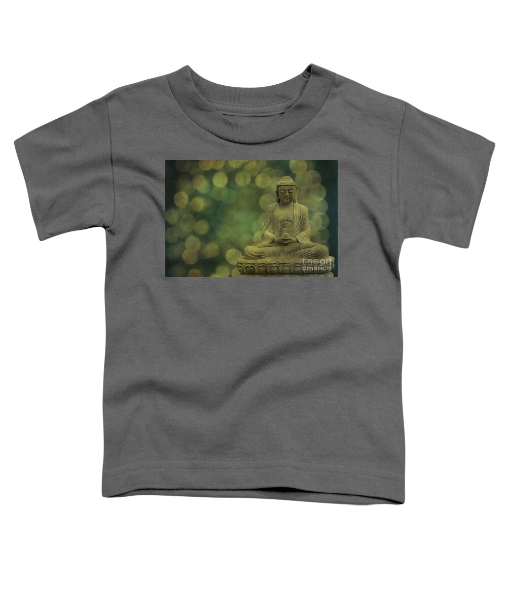 Buddha Toddler T-Shirt featuring the photograph Buddha Light Gold by Hannes Cmarits