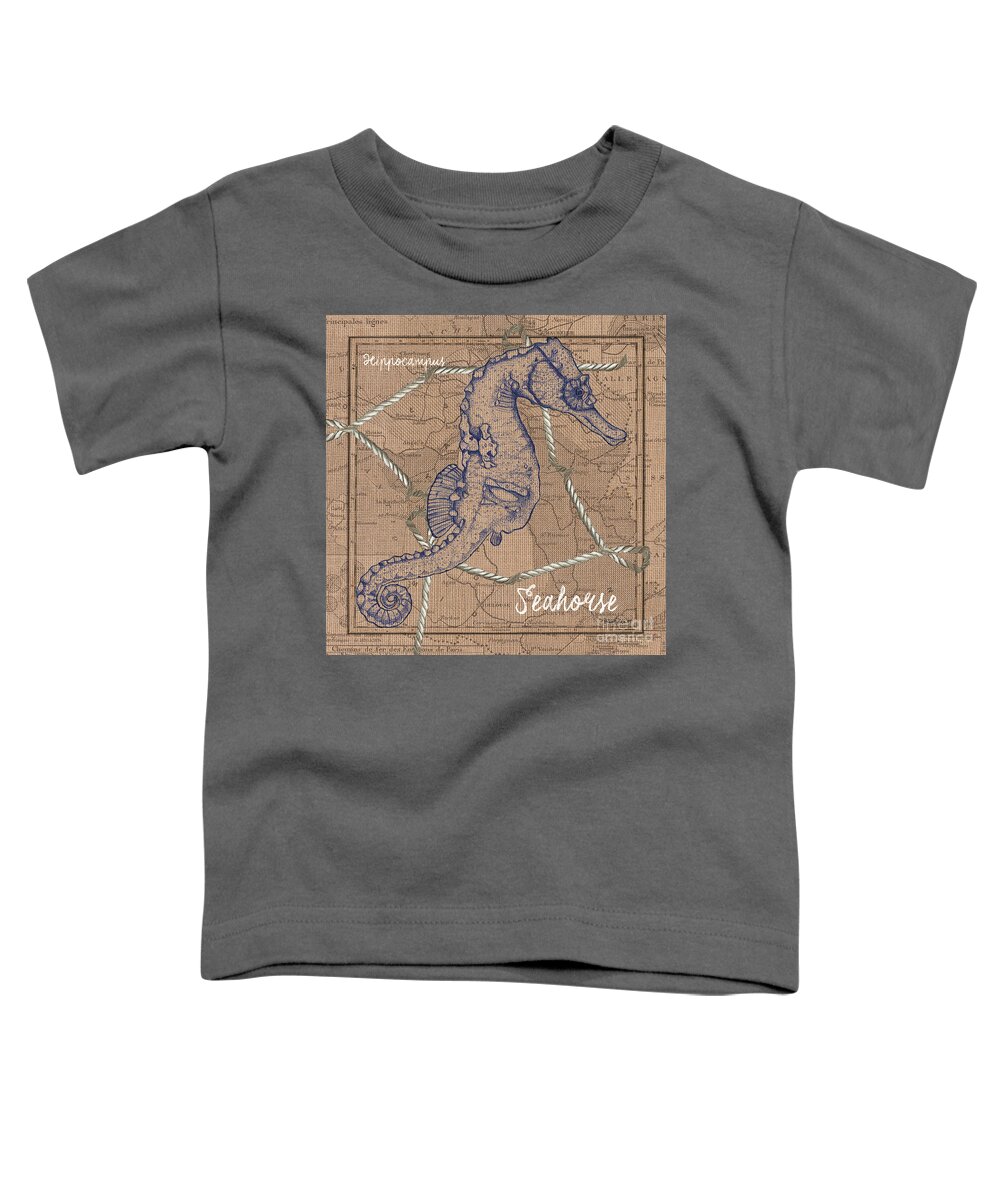 Seahorse Toddler T-Shirt featuring the painting Burlap Seahorse by Debbie DeWitt