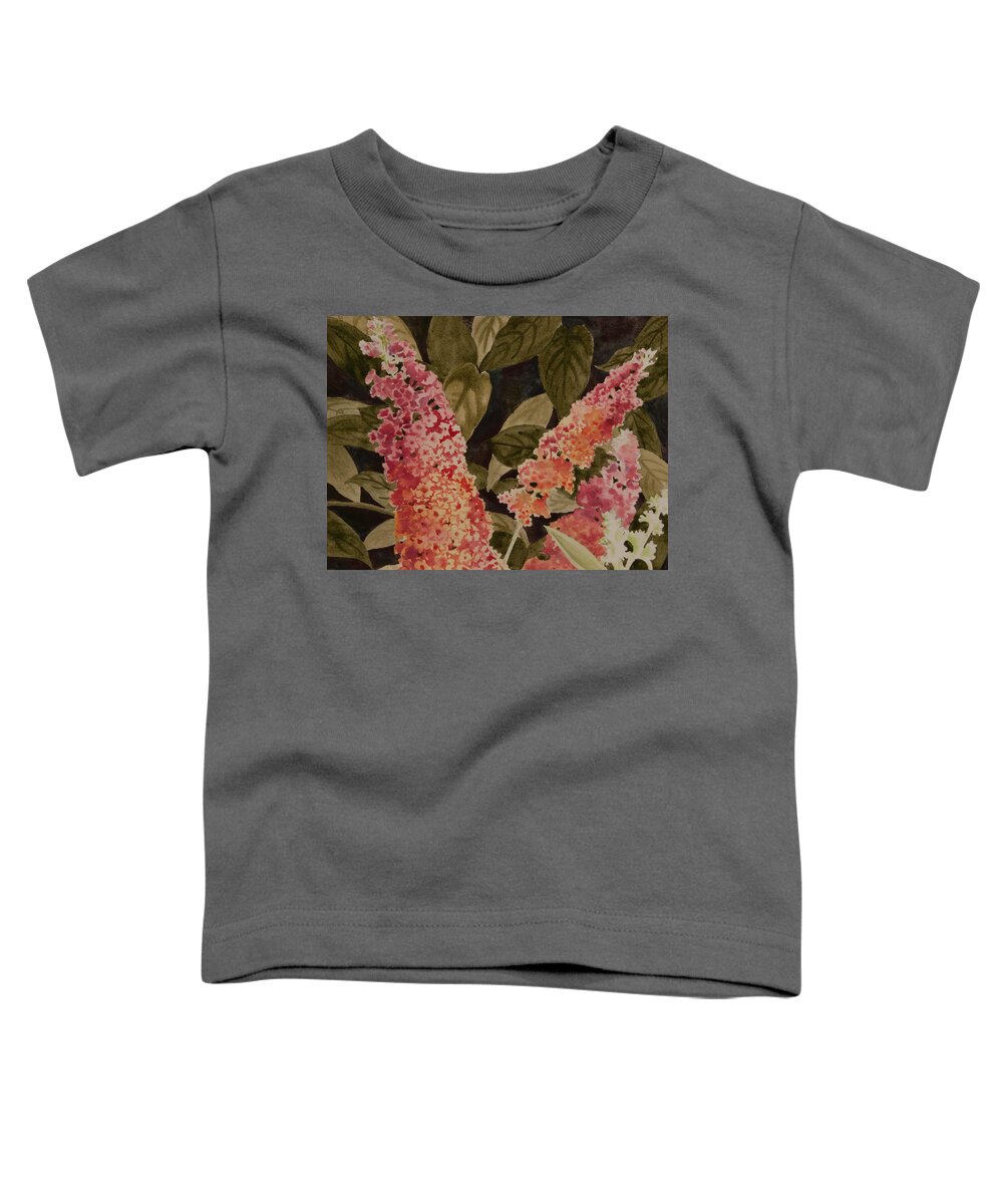 Floral Toddler T-Shirt featuring the painting ButterflBush by Heidi E Nelson