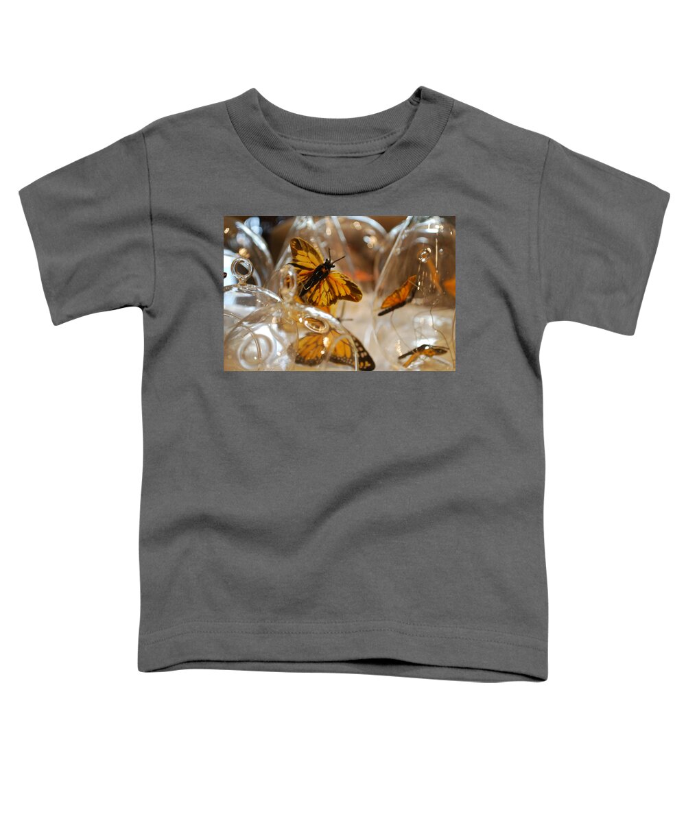 Butterfly Toddler T-Shirt featuring the photograph Butterflies and Glass II by Emily Page