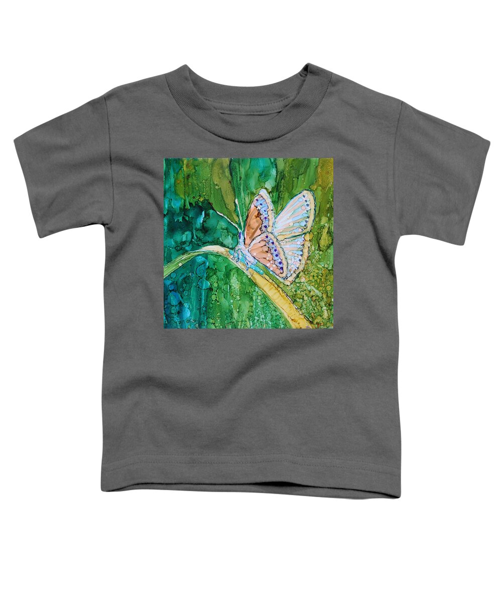 Butterfly Toddler T-Shirt featuring the painting Butterfly by Ruth Kamenev