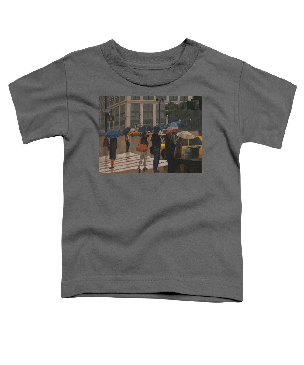Cabs Toddler T-Shirt featuring the painting Cab Line by Tate Hamilton