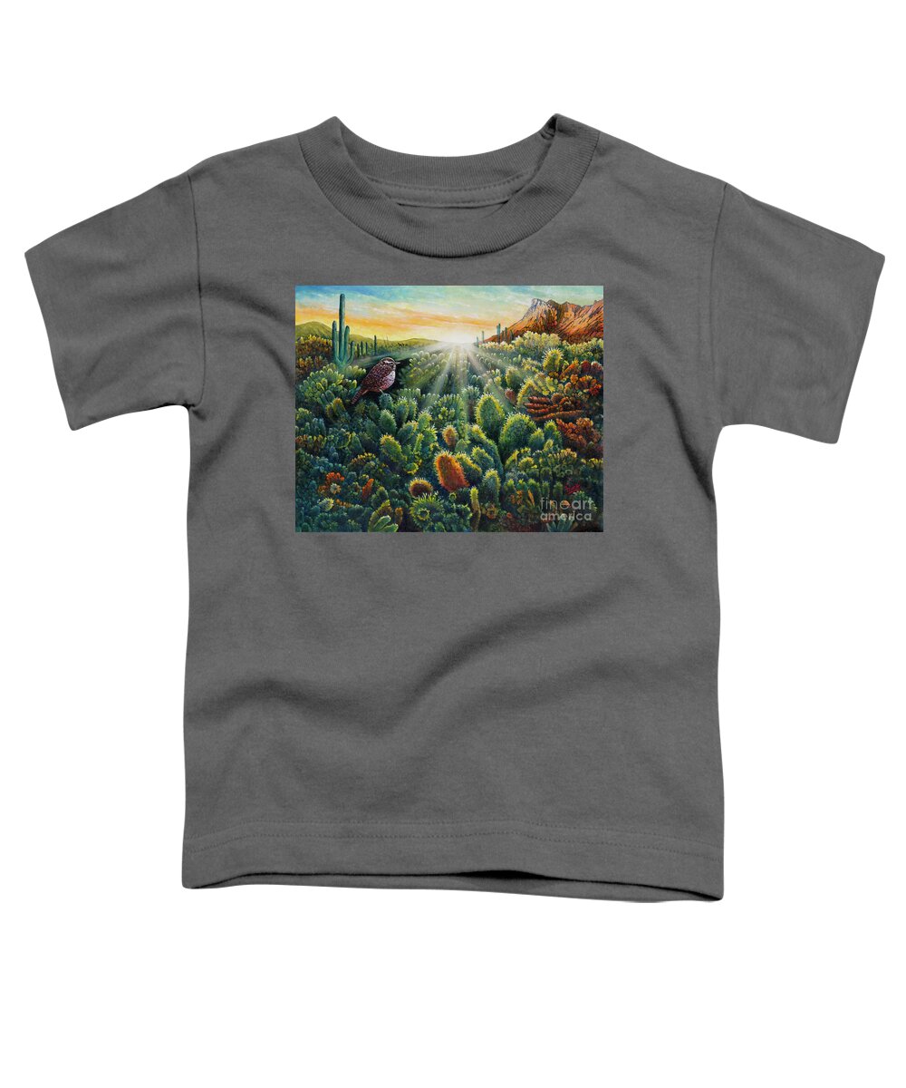 Cactus Wren Toddler T-Shirt featuring the painting Cactus Wren by Michael Frank