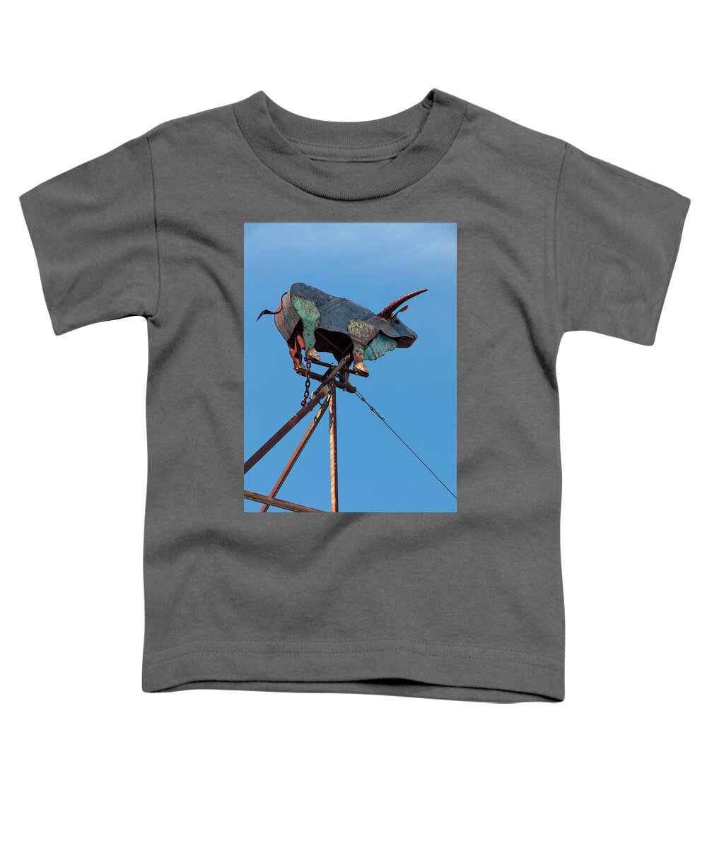 Sculpture Toddler T-Shirt featuring the photograph Cafe Bull by Ginger Stein