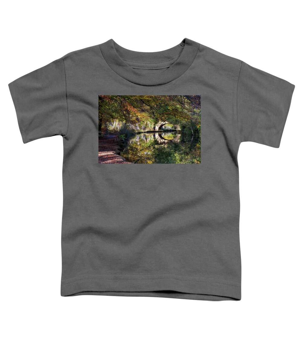 Landscape Toddler T-Shirt featuring the photograph Canal path in autumn by Shirley Mitchell