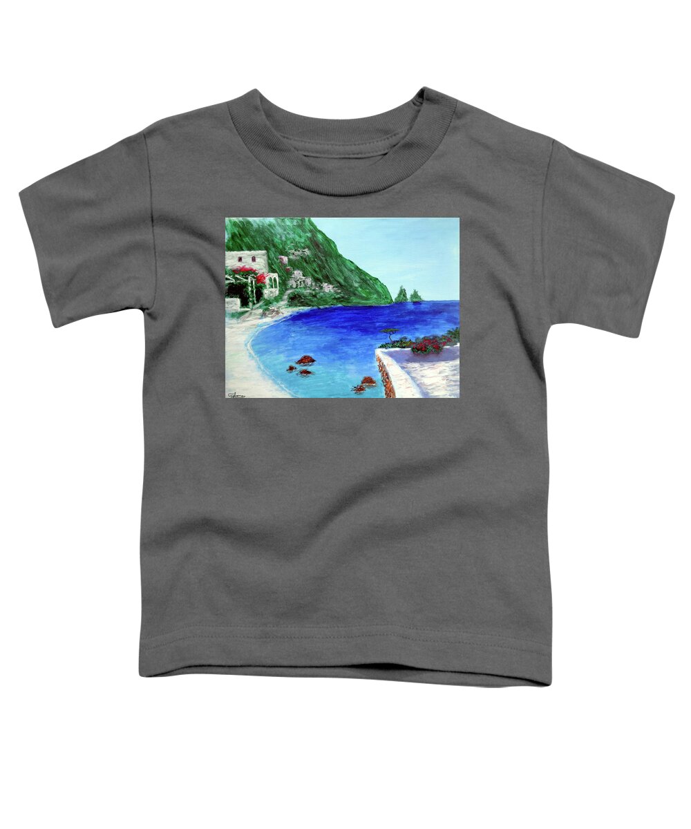  Monte Solaro Capri Toddler T-Shirt featuring the painting Capri by Larry Cirigliano