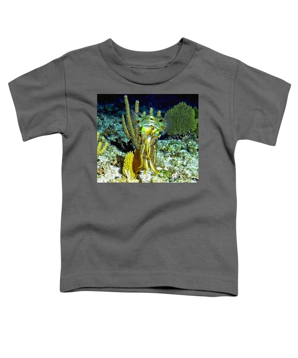 Nature Toddler T-Shirt featuring the photograph Caribbean Squid at Night - Alien of the Deep by Amy McDaniel