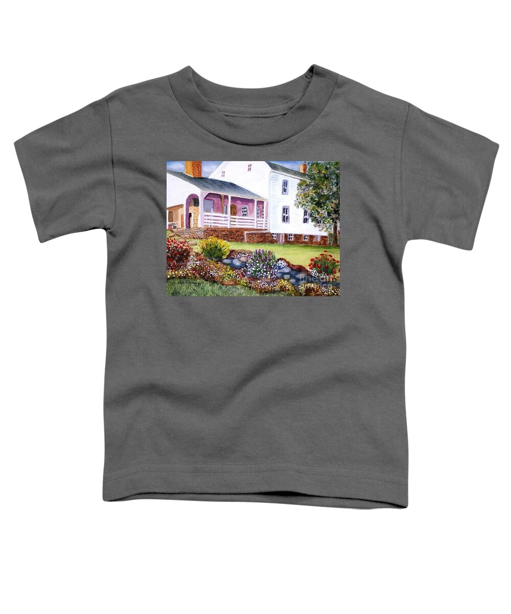 Farm House Toddler T-Shirt featuring the painting Carmony Farm house by Sue Carmony