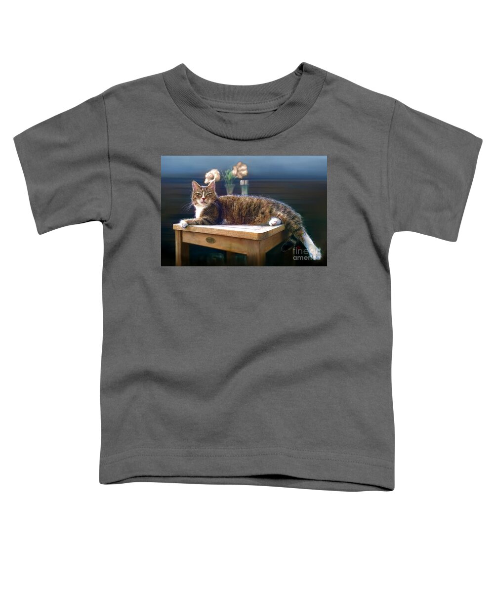 Cat Toddler T-Shirt featuring the painting CARUSO my cat by Angie Braun