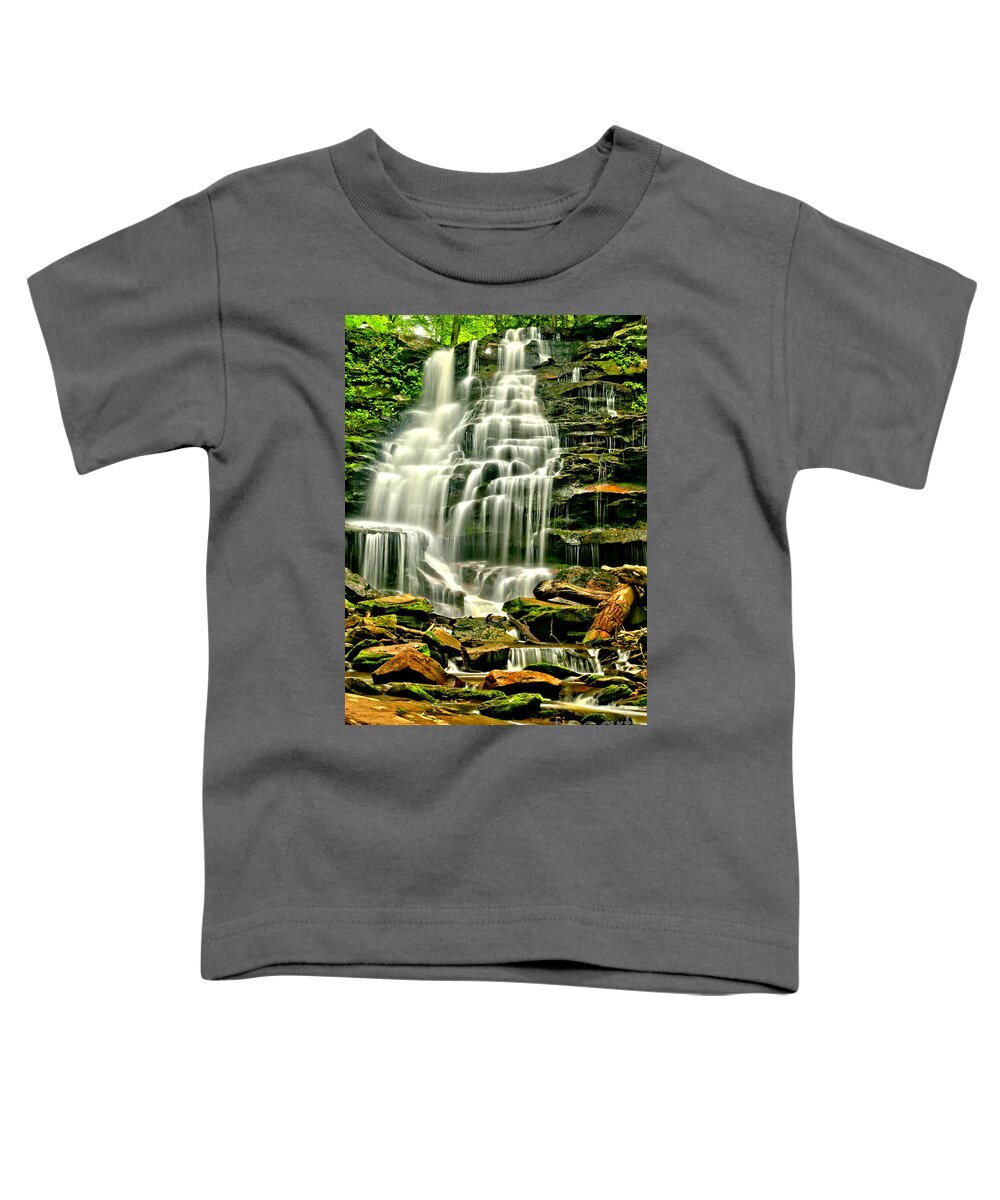 Erie Falls Toddler T-Shirt featuring the photograph Cascades Of Erie Falls by Adam Jewell