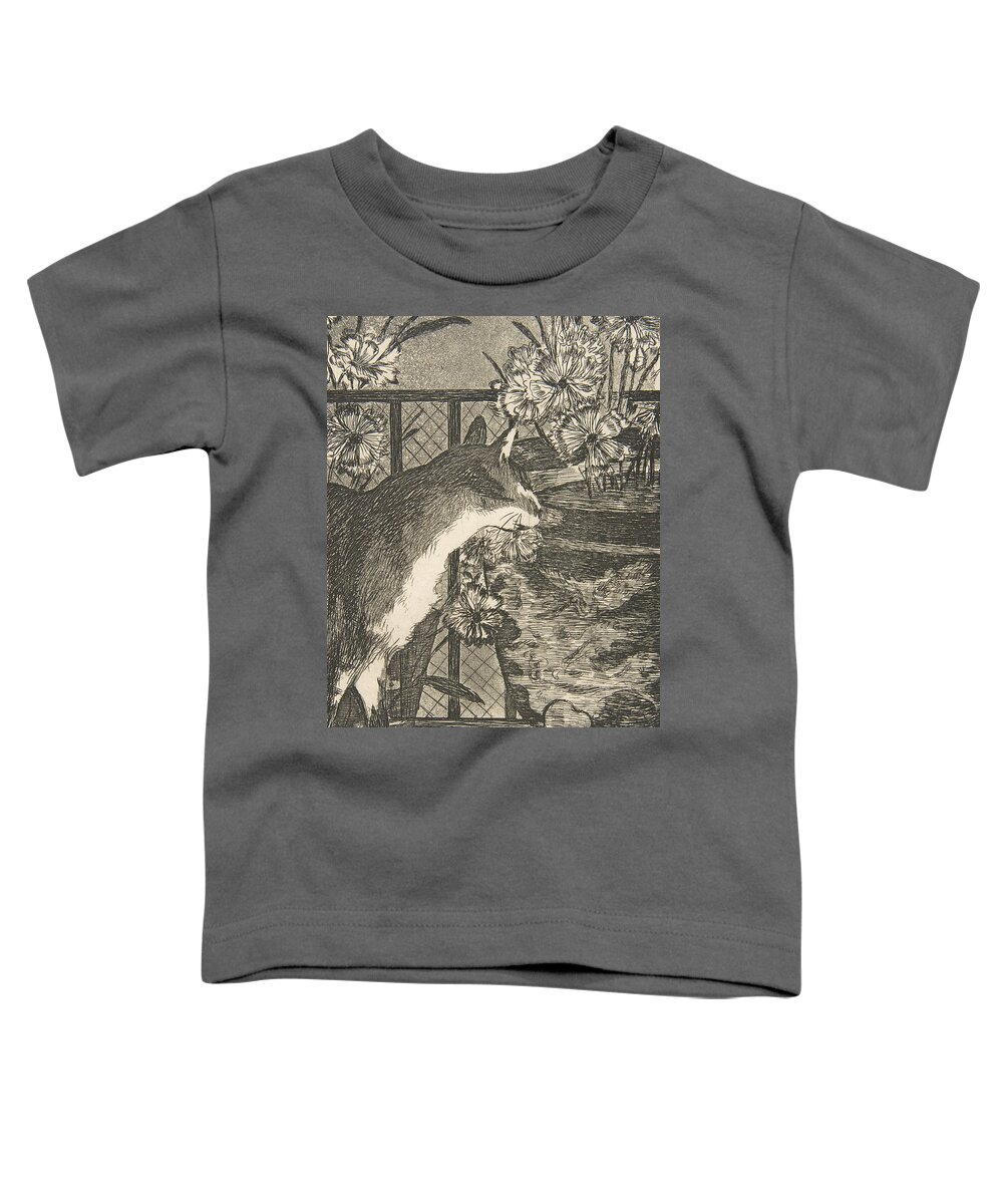 19th Century Art Toddler T-Shirt featuring the relief Cat and Flowers by Edouard Manet