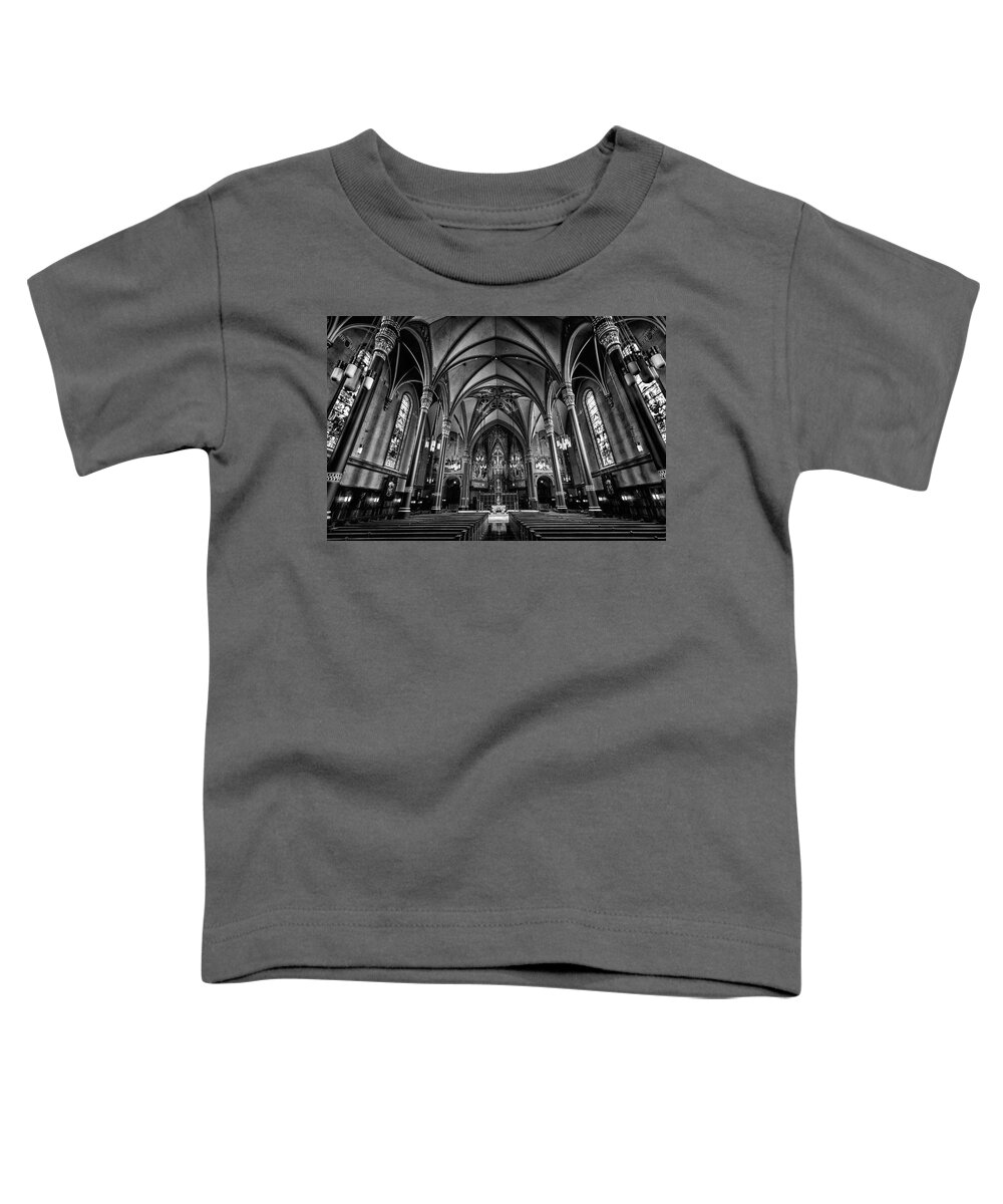 Black And White Toddler T-Shirt featuring the photograph Cathedral of the Madeline in Black and W by Michael Ash