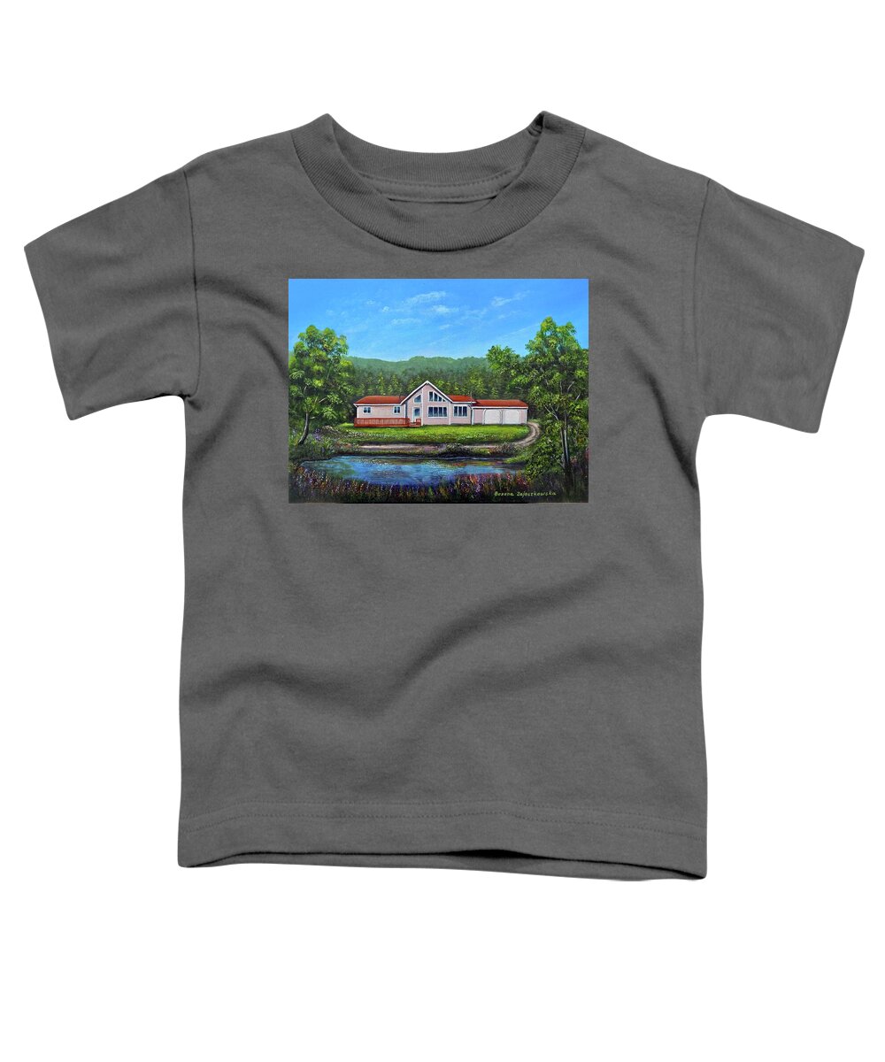 Landscape Toddler T-Shirt featuring the painting Cavendish House by Bozena Zajaczkowska