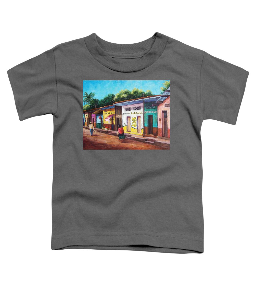 Landscape Toddler T-Shirt featuring the painting Chiapas Neighborhood by Candy Mayer