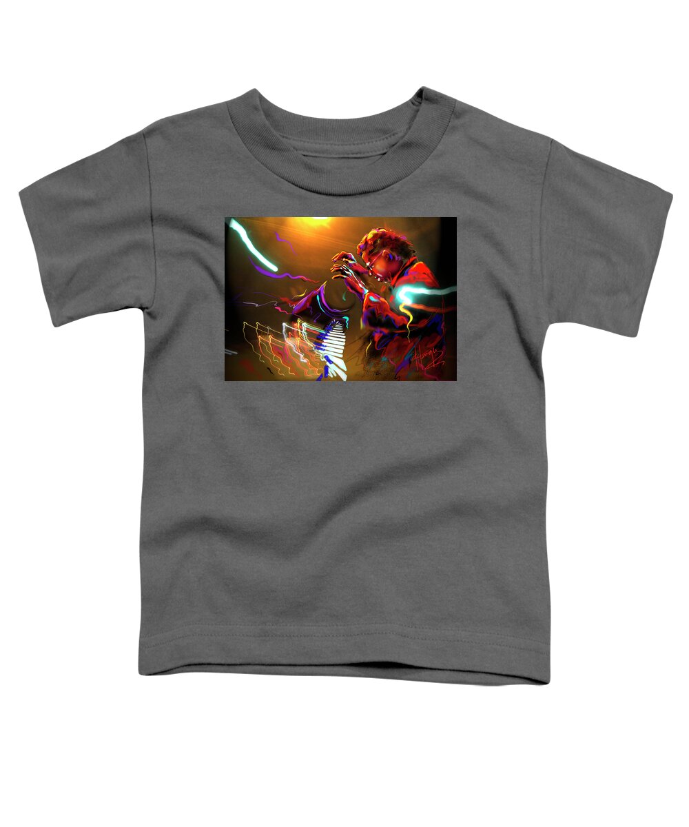 Guitar Toddler T-Shirt featuring the painting Chick Corea by DC Langer