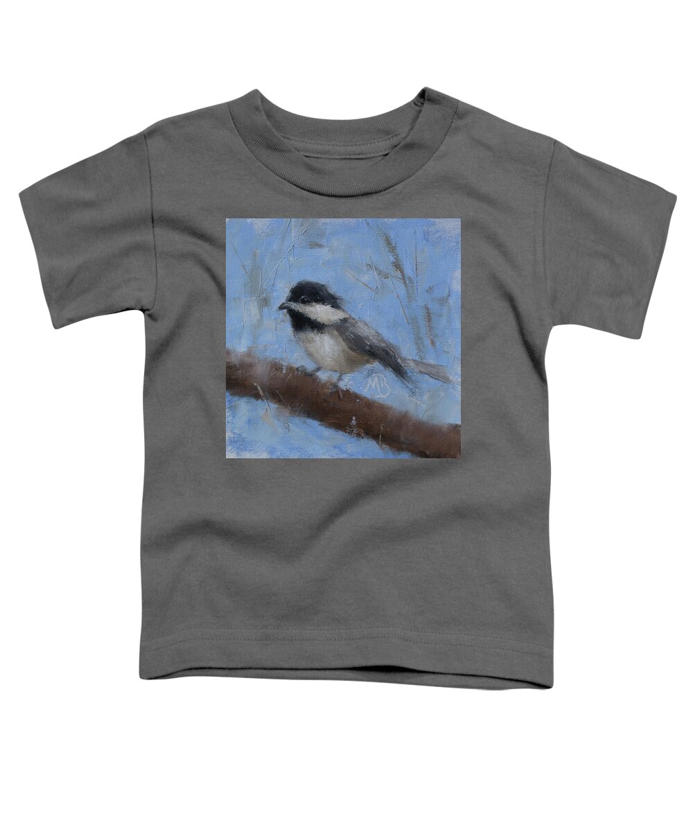 Wildlife Art Toddler T-Shirt featuring the painting Chickadee #1 by Monica Burnette