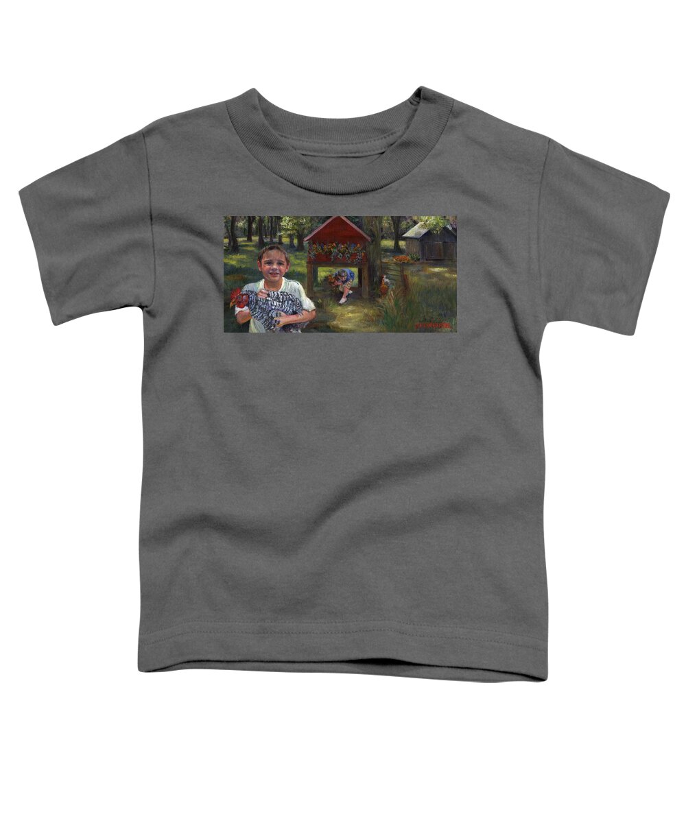 Landscape Toddler T-Shirt featuring the painting Chilli Chickens by Susan Hensel