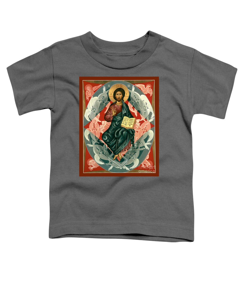 Christ Enthroned Toddler T-Shirt featuring the painting Christ Enthroned - RLCEN by Br Robert Lentz OFM