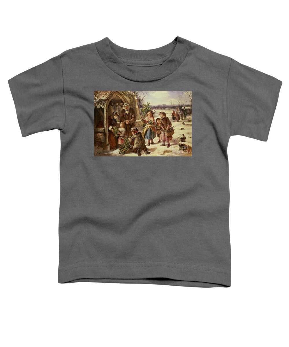 Holly Toddler T-Shirt featuring the painting Christmas Morning by Thomas Falcon Marshall