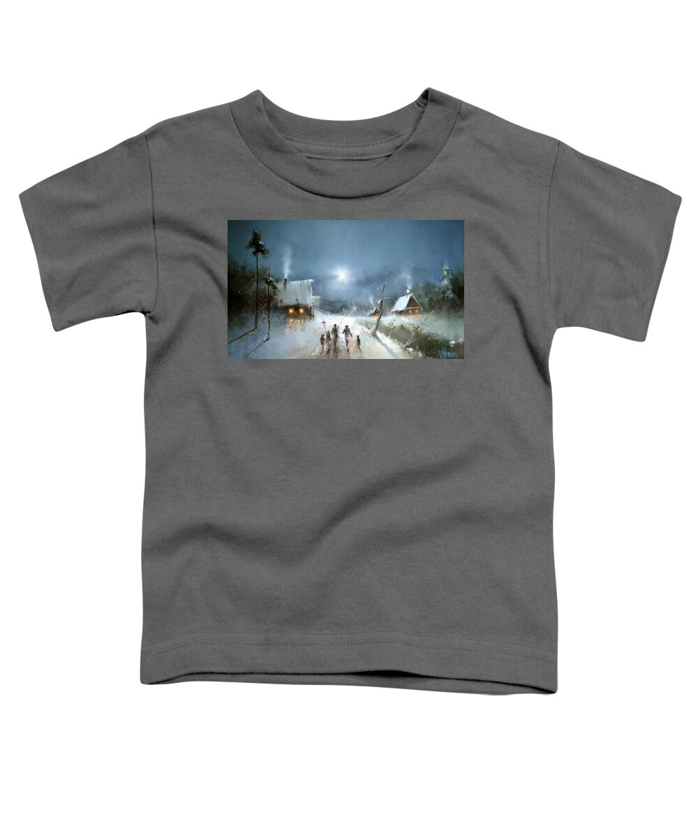 Russian Artists New Wave Toddler T-Shirt featuring the painting Christmas Night by Igor Medvedev