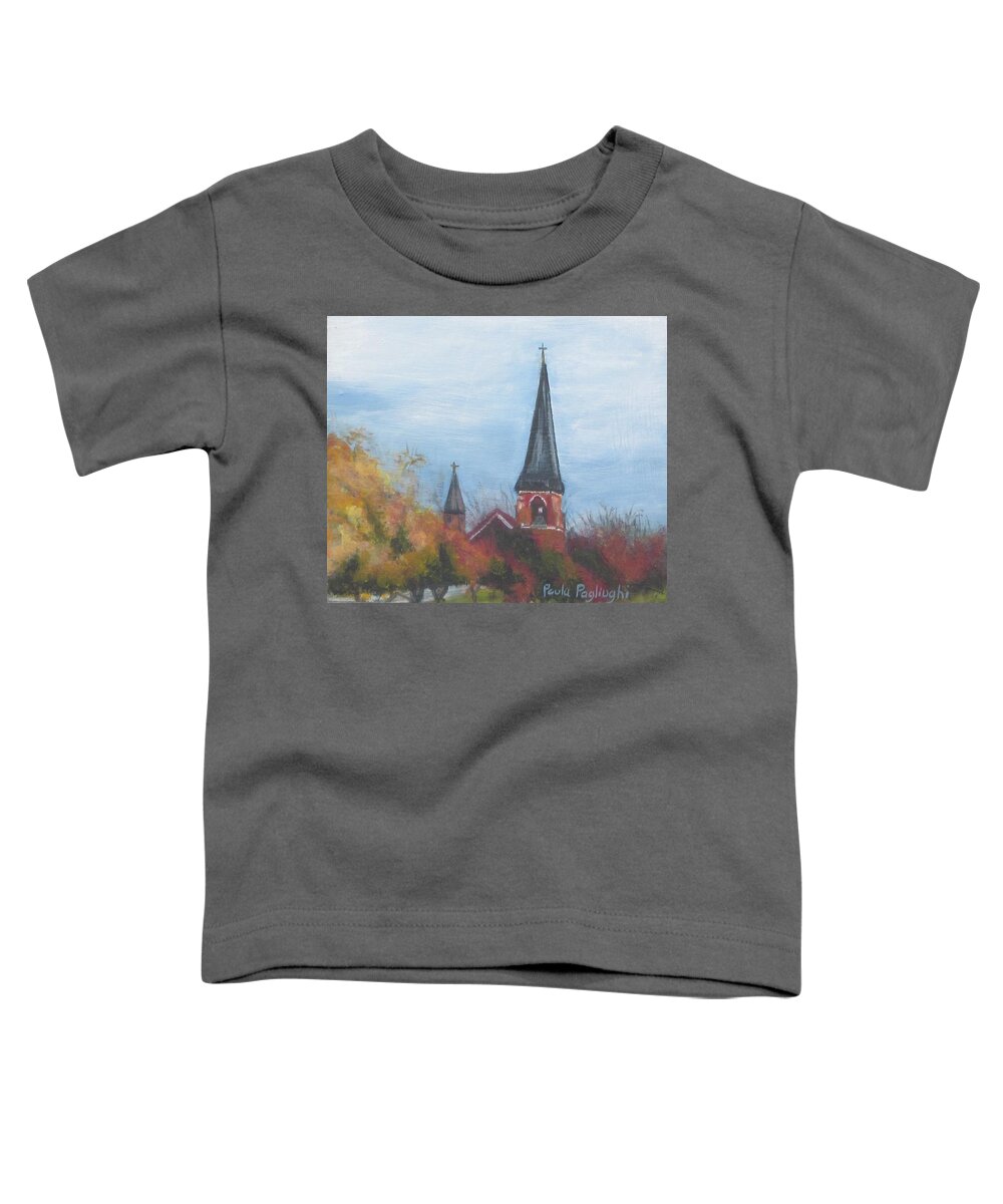 Portland Toddler T-Shirt featuring the painting Church Steeple by Paula Pagliughi