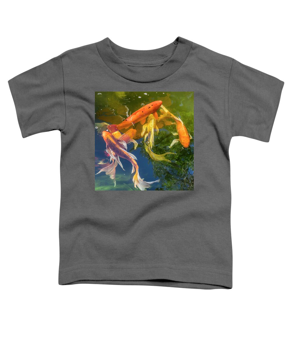 Markmilleart.com Toddler T-Shirt featuring the photograph Circle of Koi by Mark Mille