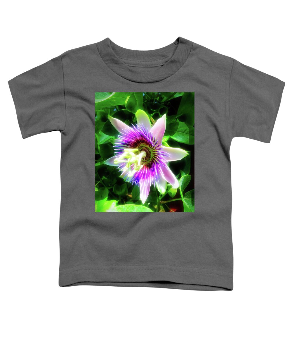 Passion Flower Toddler T-Shirt featuring the photograph City Flare Passion Flower 5 by Aimee L Maher ALM GALLERY