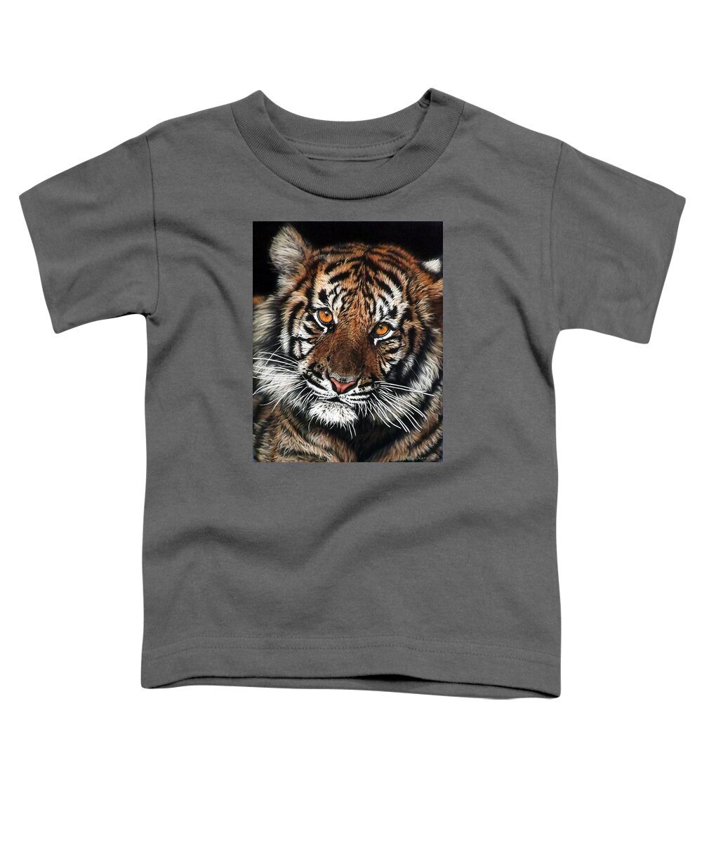 Tiger Toddler T-Shirt featuring the painting CJ by Linda Becker