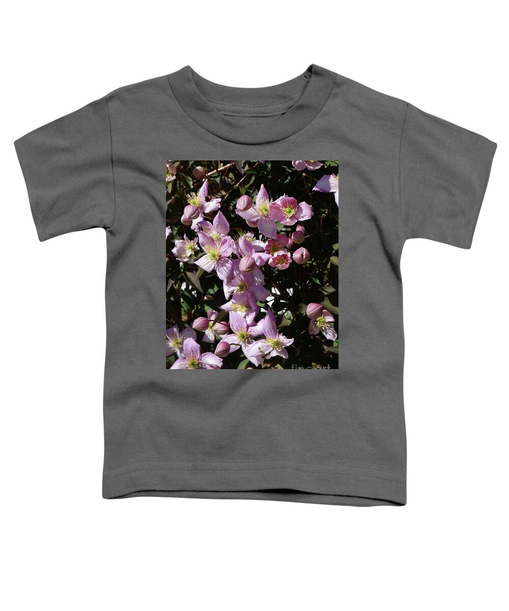 Clematis Toddler T-Shirt featuring the photograph Clematis Montana in full bloom by Brenda Kean
