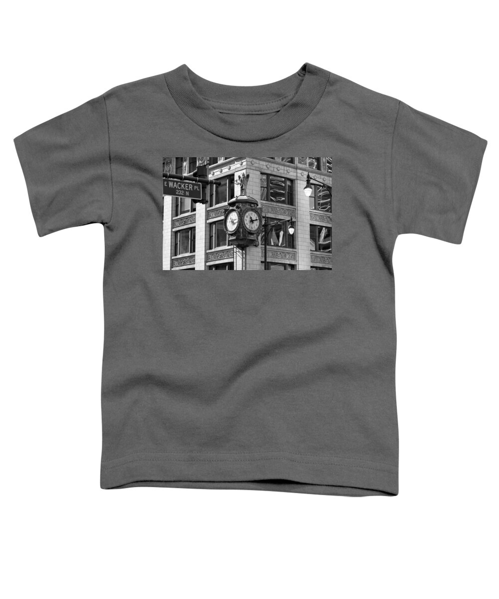 Clock Toddler T-Shirt featuring the photograph Clock on Jewelers Building - Chicago by Jackson Pearson
