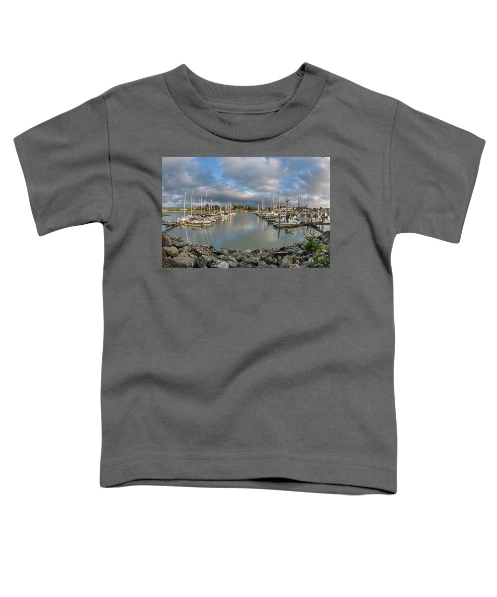Woodley Island Marina Toddler T-Shirt featuring the photograph Clouds over the Marina by Greg Nyquist