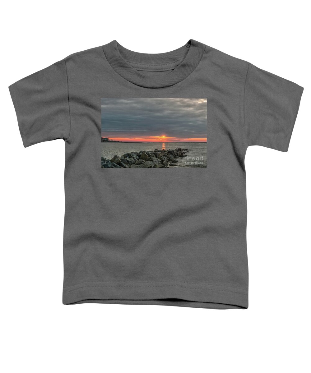Sunrise Toddler T-Shirt featuring the photograph Cloudy Sunrise over Breach Inlet in Charleston South Carolina by Dale Powell