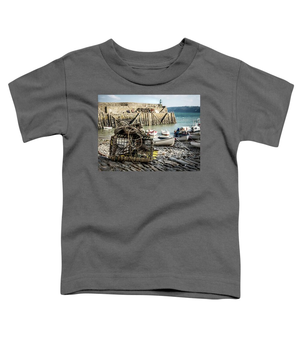 Harbour Toddler T-Shirt featuring the photograph Clovelly Crab Trap by Nick Bywater