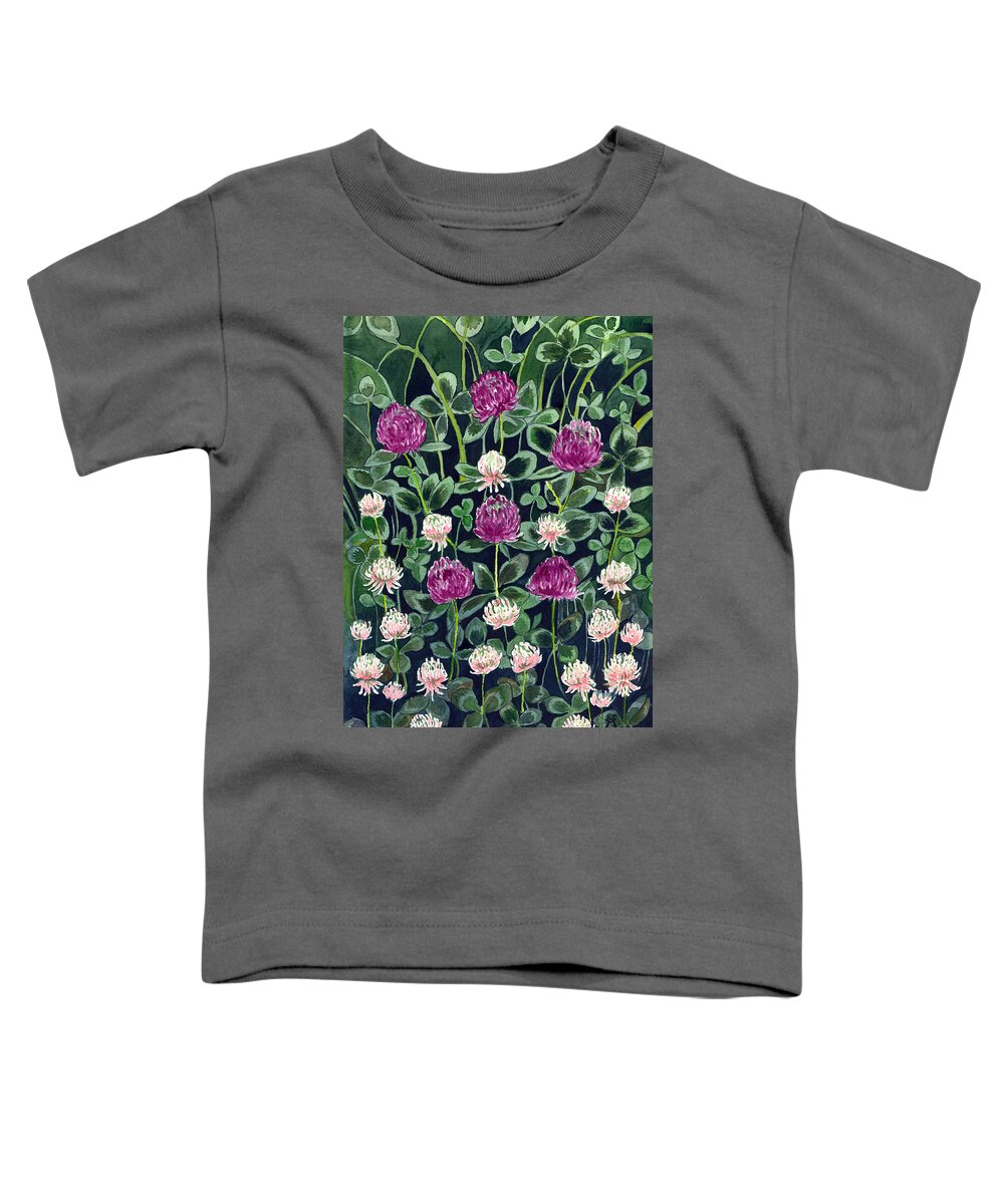 White Clover Toddler T-Shirt featuring the painting Clover by Katherine Miller