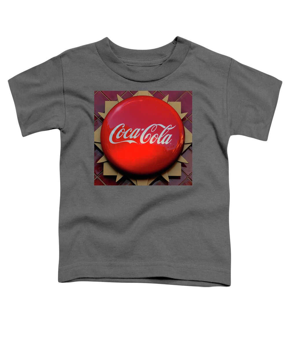 Button Toddler T-Shirt featuring the photograph Coke button style sign by David Lee Thompson