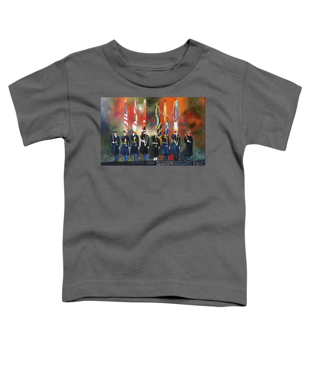Vietnam Memorial Toddler T-Shirt featuring the painting Color and Honor at THE WALL by Josef Kelly