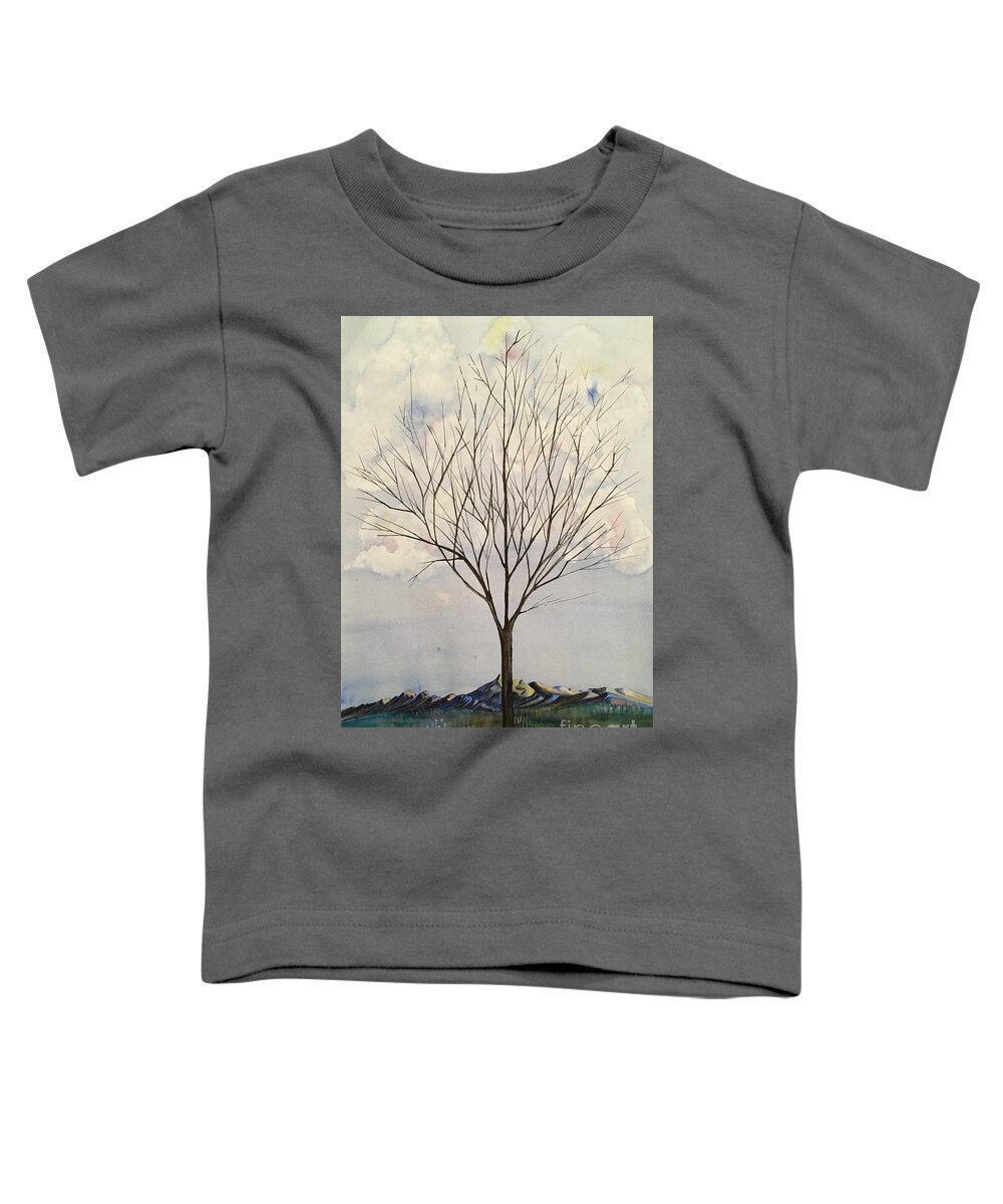 Watercolor Toddler T-Shirt featuring the mixed media Colorado Cottonwood by Mastiff Studios