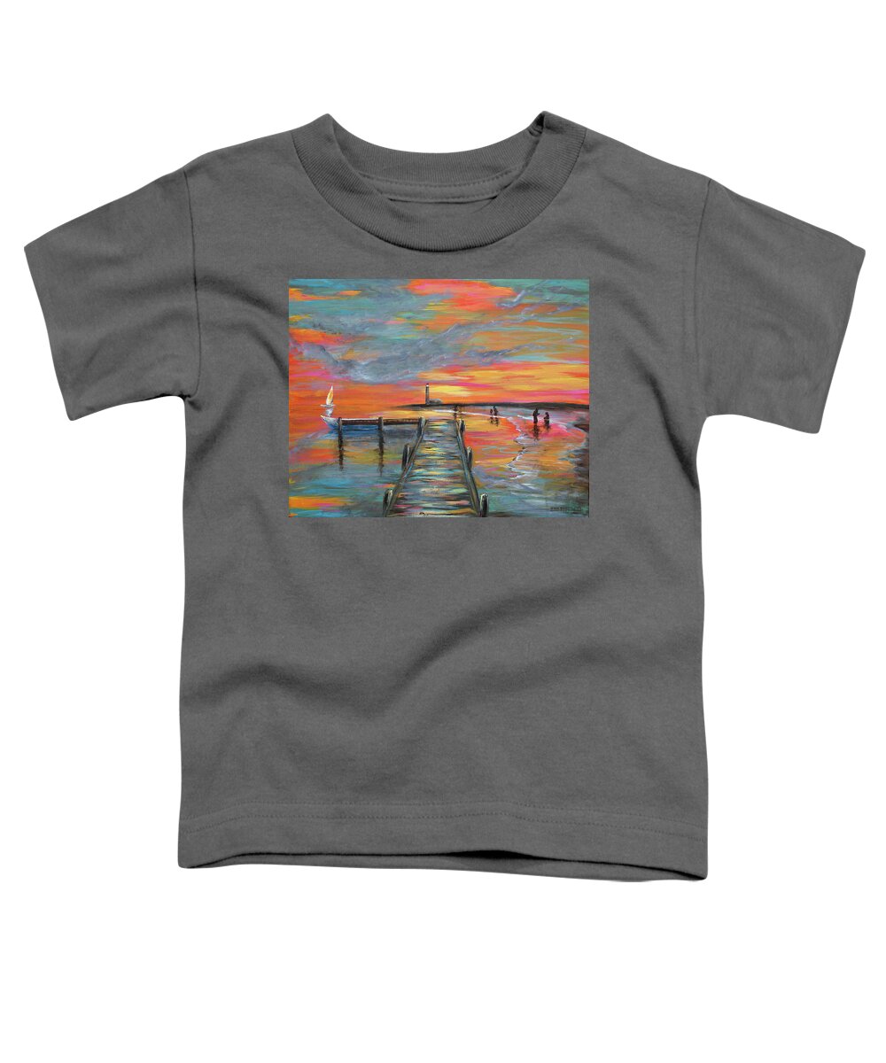 Keys Toddler T-Shirt featuring the painting Colorful Beach Sunet by Ken Figurski