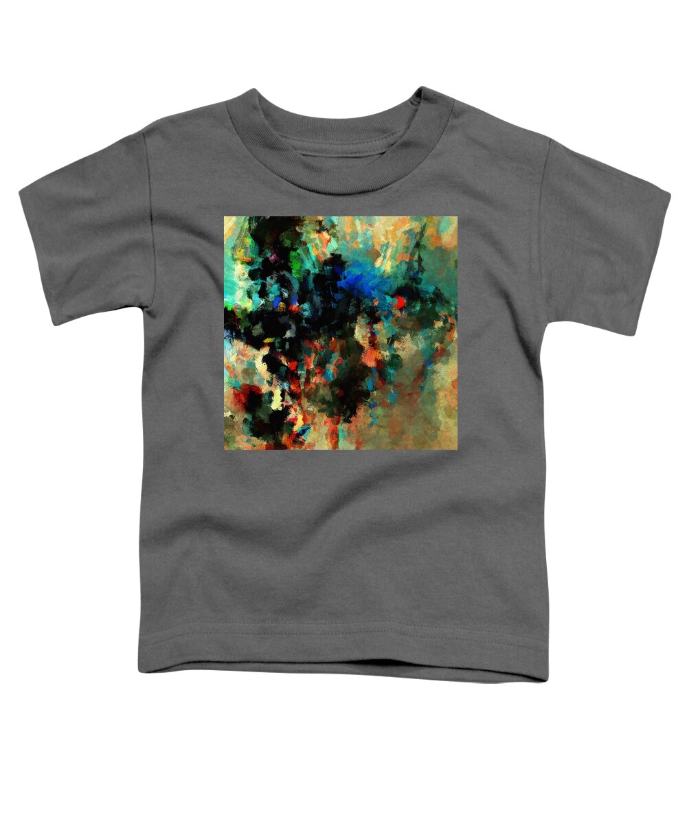 Abstract Toddler T-Shirt featuring the painting Colorful Landscape / Cityscape Abstract Painting by Inspirowl Design