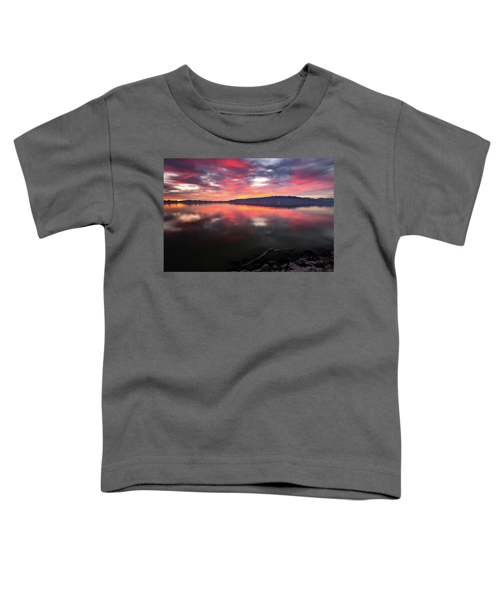 Colorful Toddler T-Shirt featuring the photograph Colorful Utah Lake Sunset by Wesley Aston