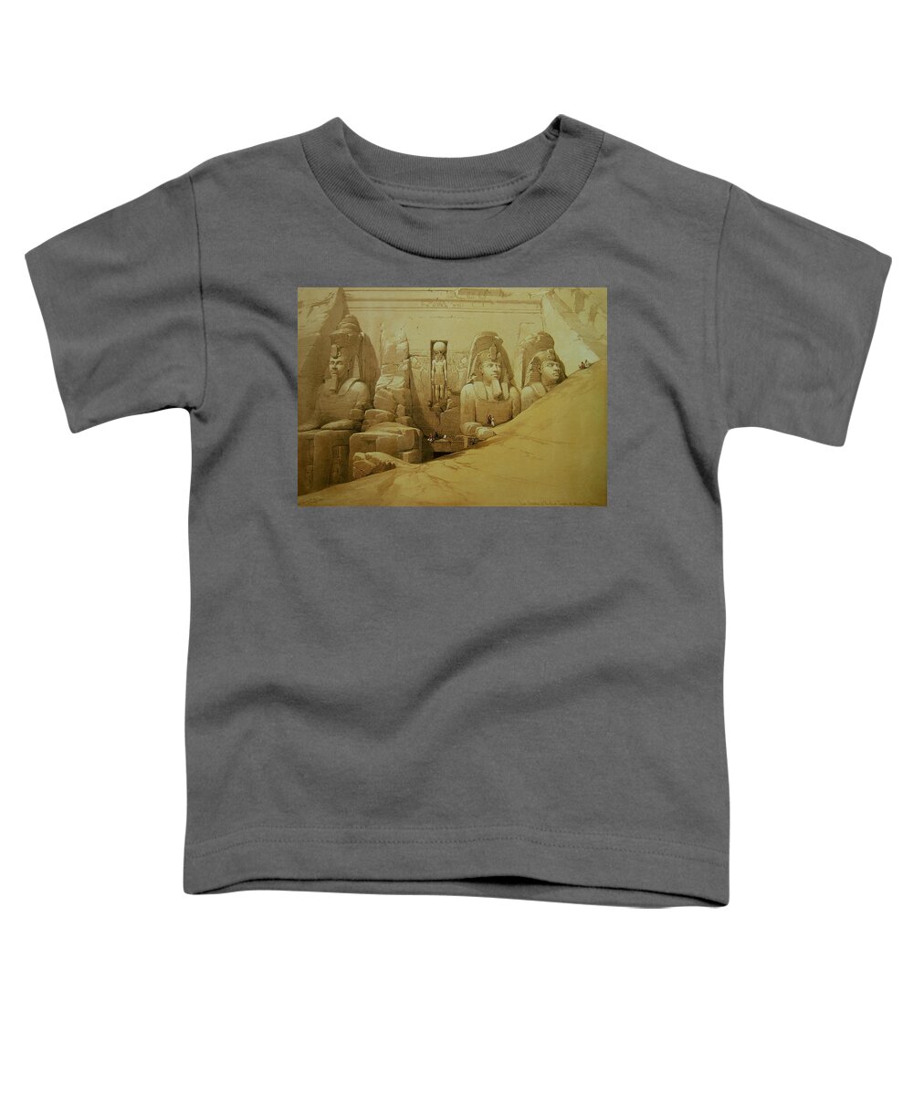 Scottish Art Toddler T-Shirt featuring the painting Colossal figures in front of the Great Temple of Aboo-Simbel by David Roberts