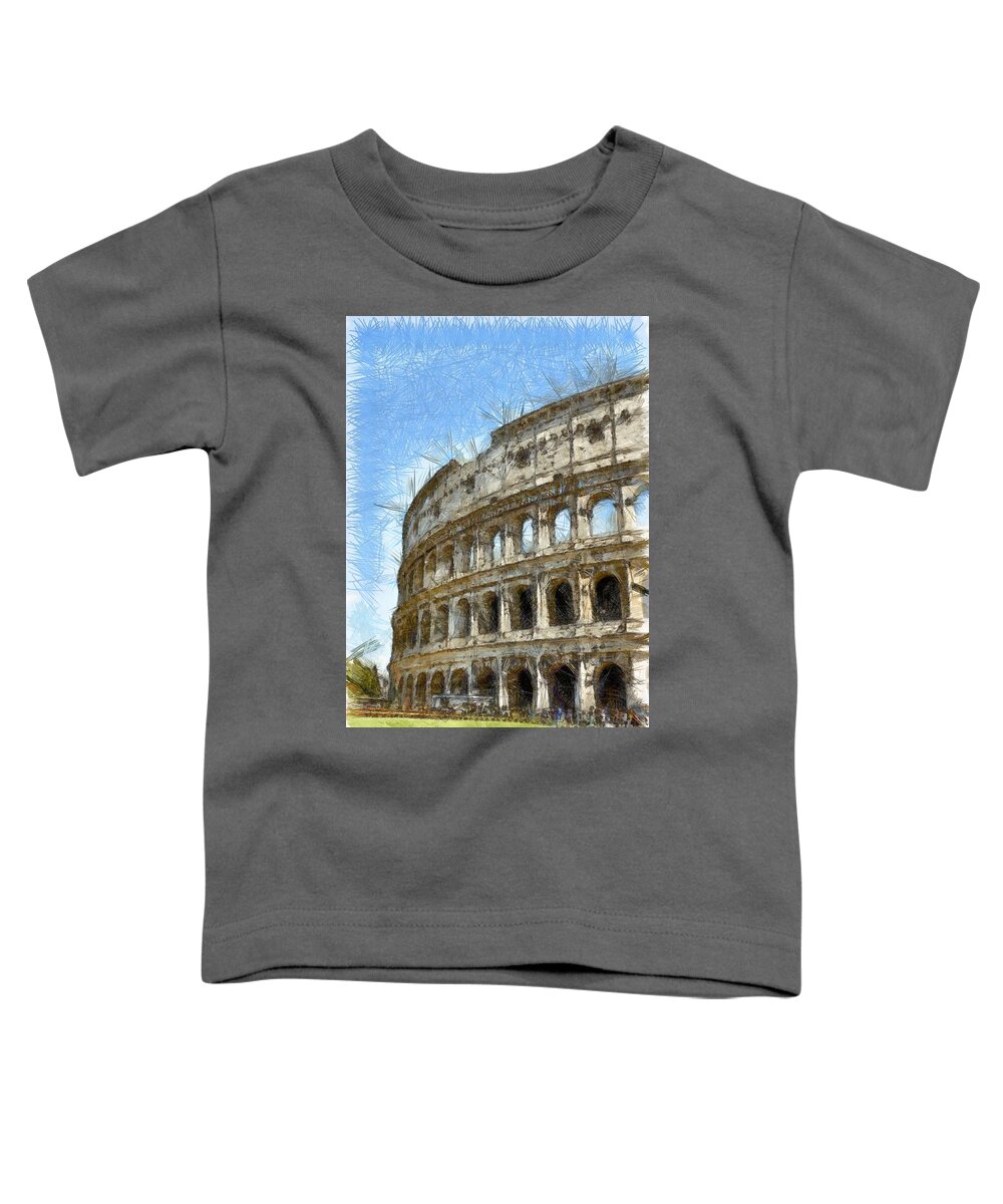 Colored Pencil Toddler T-Shirt featuring the photograph Colosseum or Coliseum Pencil by Edward Fielding