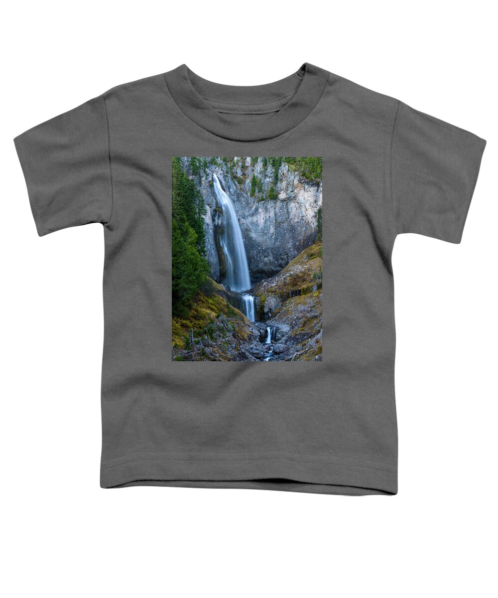 Comet Falls Toddler T-Shirt featuring the digital art Comet Falls, Mt Rainier by Michael Lee